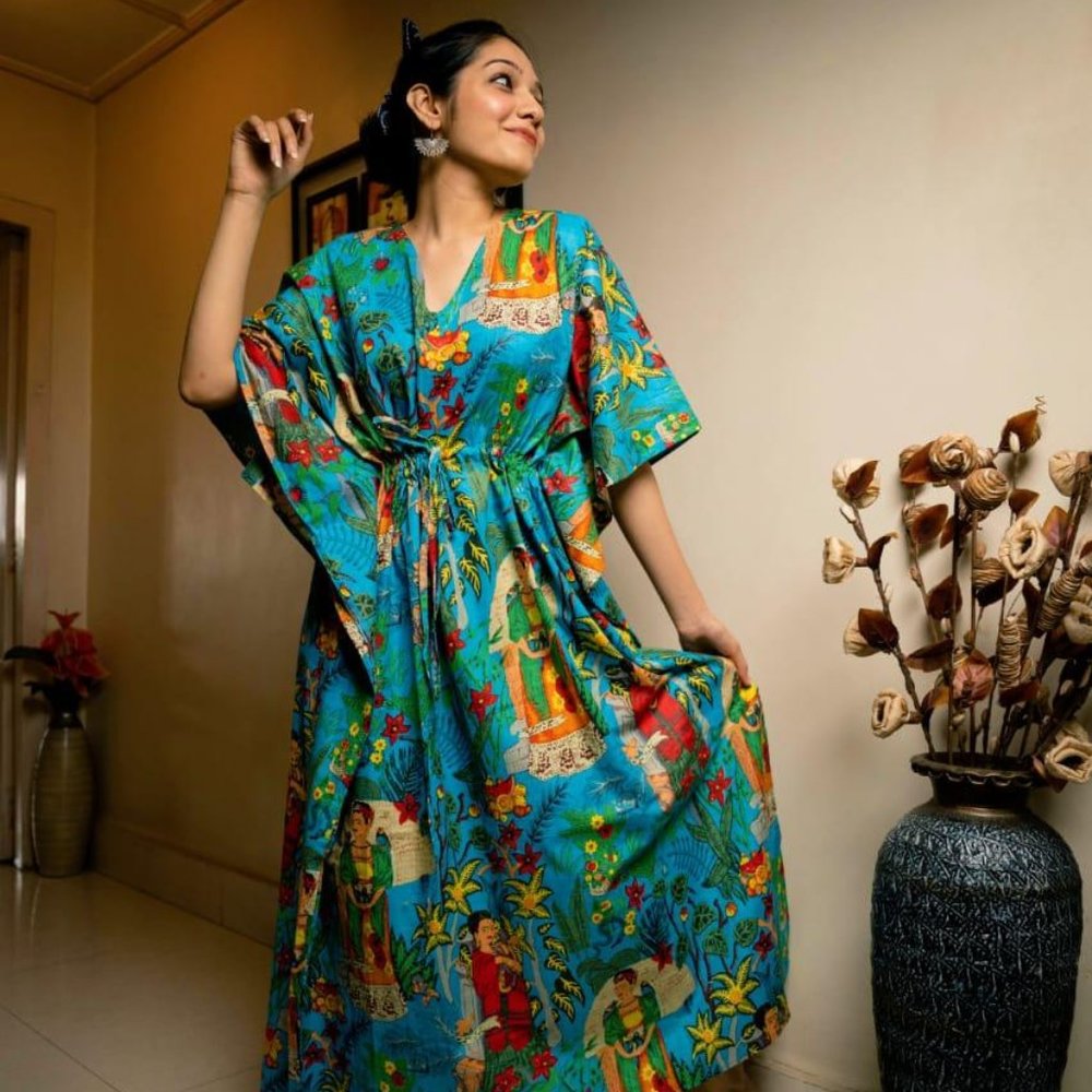 BRAND NEW Indian Handmade Long Kaftan Dress Beach Wear Bridesmaid Gift - Picture 3 of 5